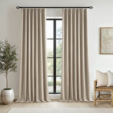 MIULEE Sand Pinch Pleated 100% Blackout Linen Curtains 96 Inch Length 2 Panels Set, Pleat Curtains with Pin Hooks, Black Out Light Blocking Room Darkening Drapes for Bedroom Living Room Window